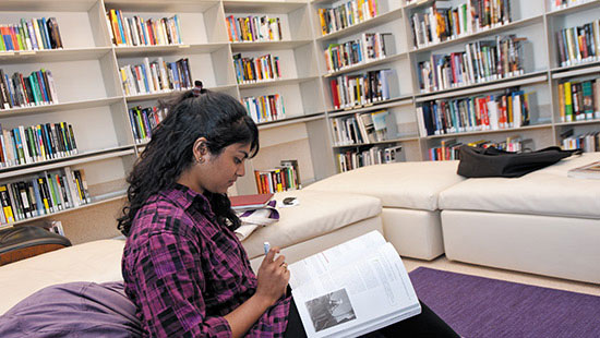 Student studying in the library