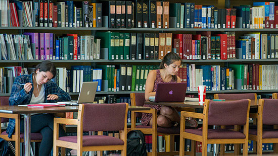 Students studying in the library