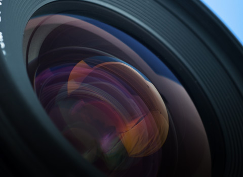 Up close view of camera lens