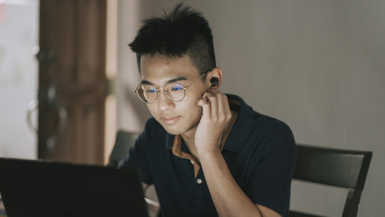 remote student on laptop