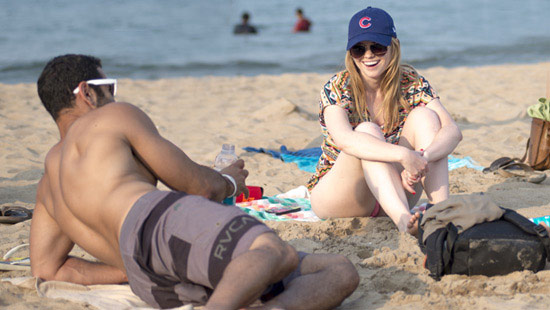 Students hanging out on the beach