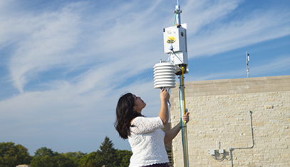 student adjusting device on pole