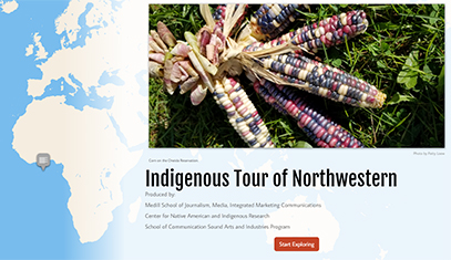 map of the Americas, corn, and indigenous tours title