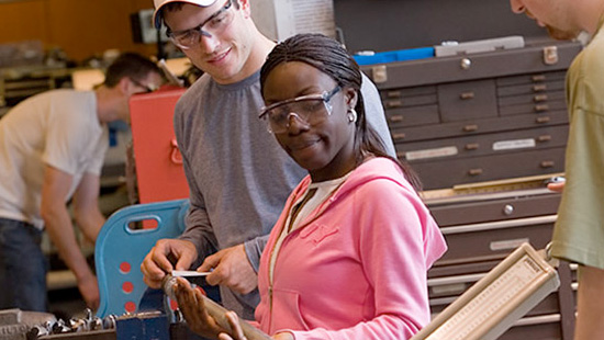 Student working in engineering class